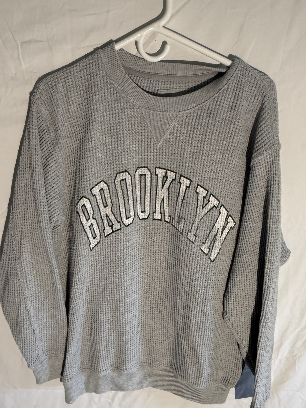 Aerie Brooklyn Waffle Knit Crewneck Sweatshirt - Gray